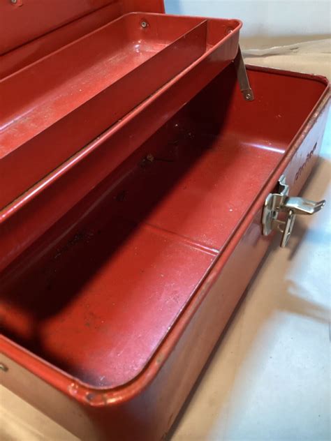 Vintage Union Steel Metal Tackle Tool Box One Tray Pat 161360 